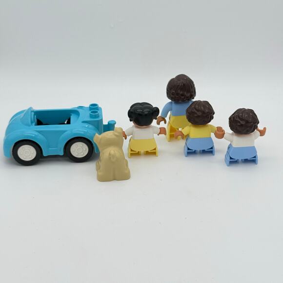 LEGO Duplo People Blue Car Mom Three Kids Dog Set of 6 Little People - Picture 2 of 4